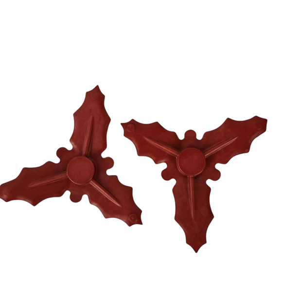 Vintage dark red Bakelite pair holly and berry candleholders home decor - Picture 3 of 7